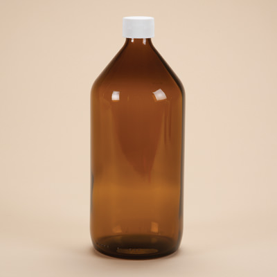 1 litre Amber Glass Medicine Bottle with Cap