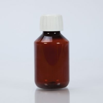 Amber Plastic Bottle with Cap, 100mL