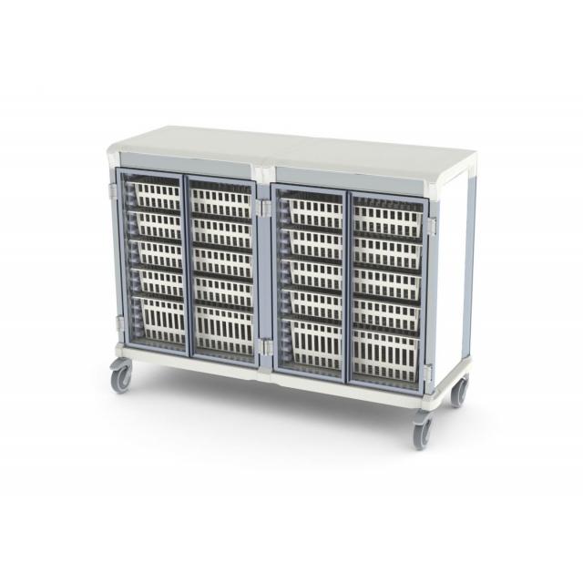 glass door e type double trolley HTM71 medical storage