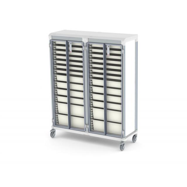 glass door e type double trolley HTM71 medical storage