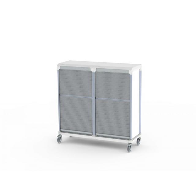 tambour door e type double trolley for medical supplies storage