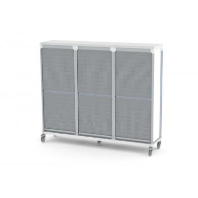 tambour door e type triple trolley for medical supplies storage